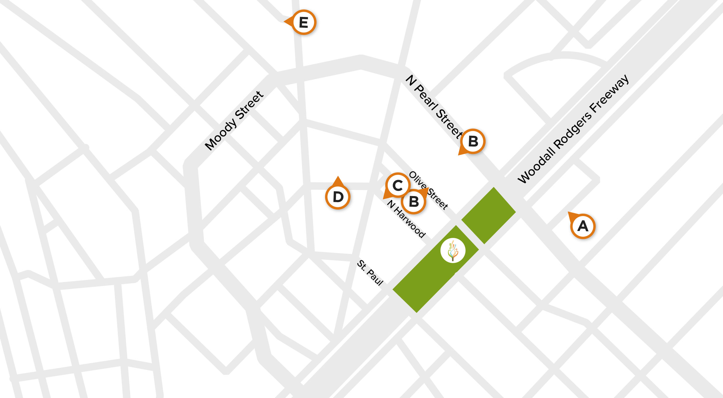Map of Nearby Parking at Klyde Warren Park